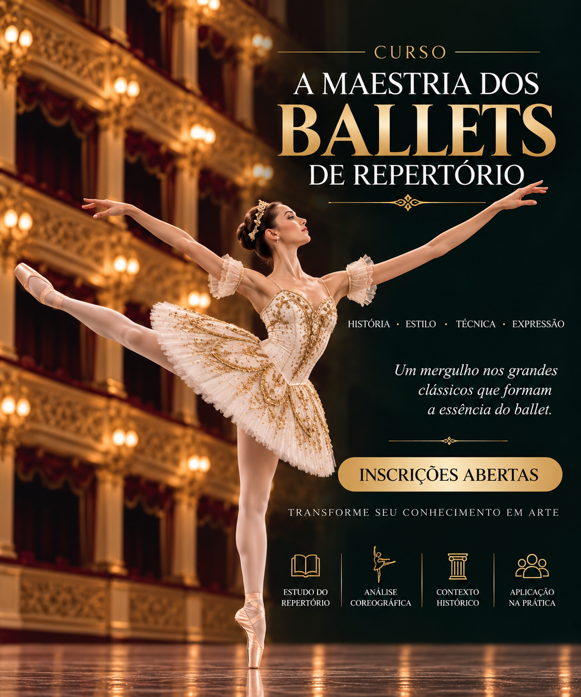 Arte oficial do curso A Maestria dos Ballets de Repertório