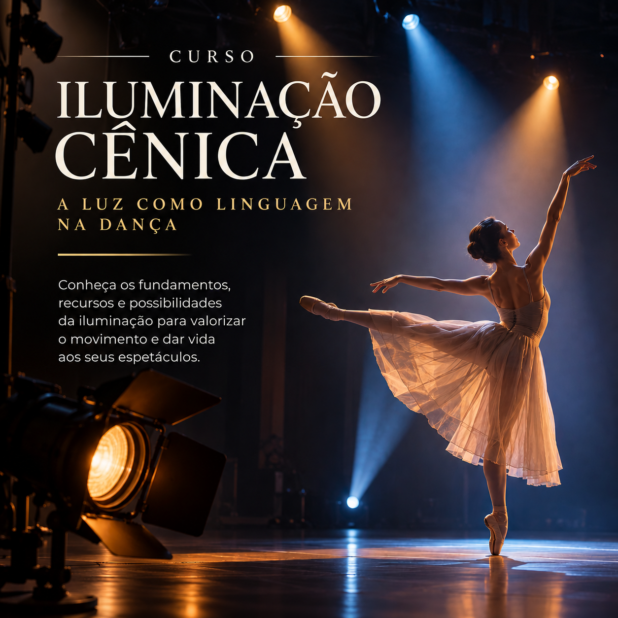 Arte oficial do curso de Iluminação Cênica