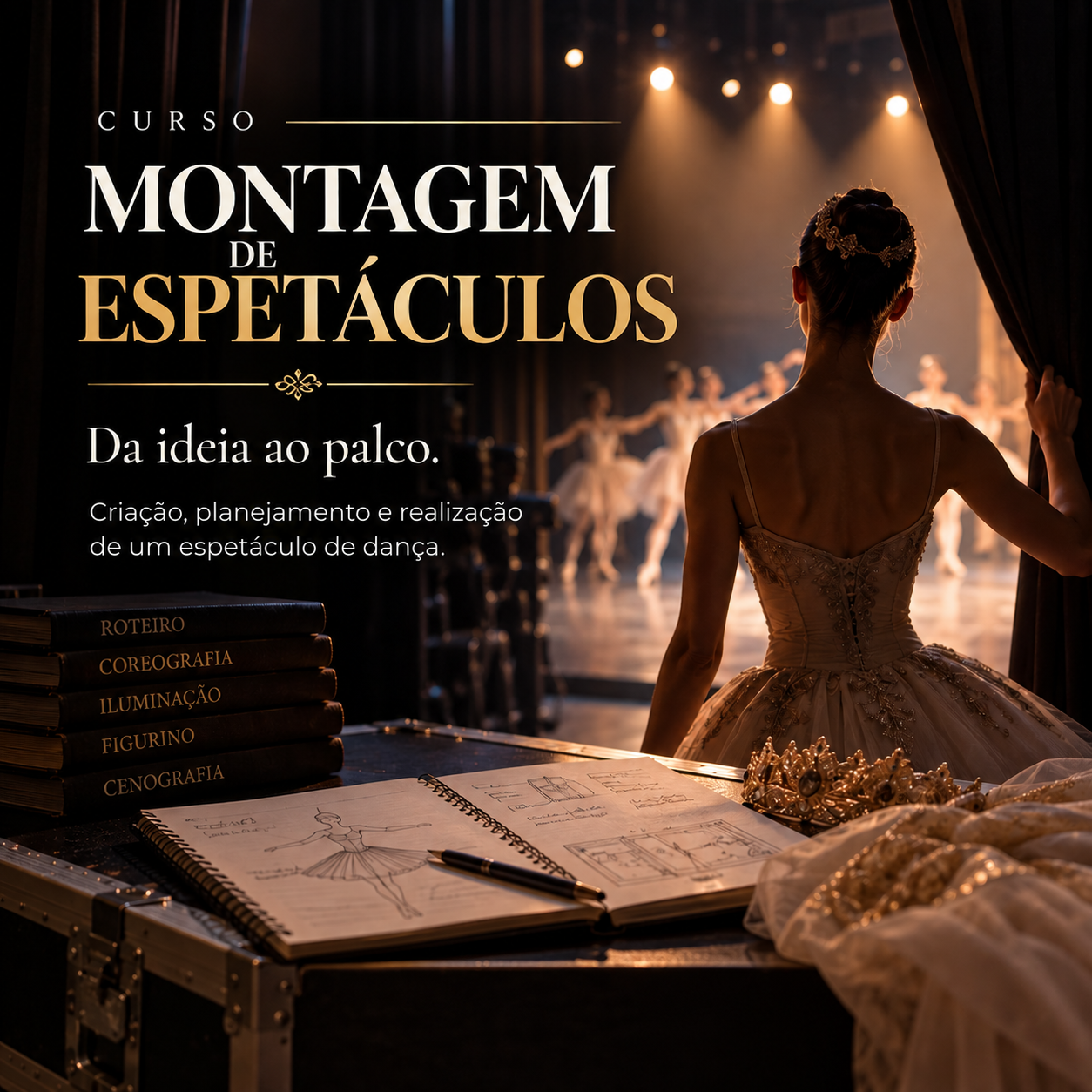 Arte oficial do curso Montagem de Espetáculos